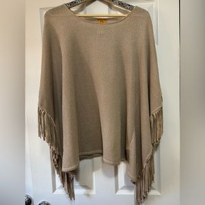 Ruby Rd Glitter Fringe Poncho, Size XL